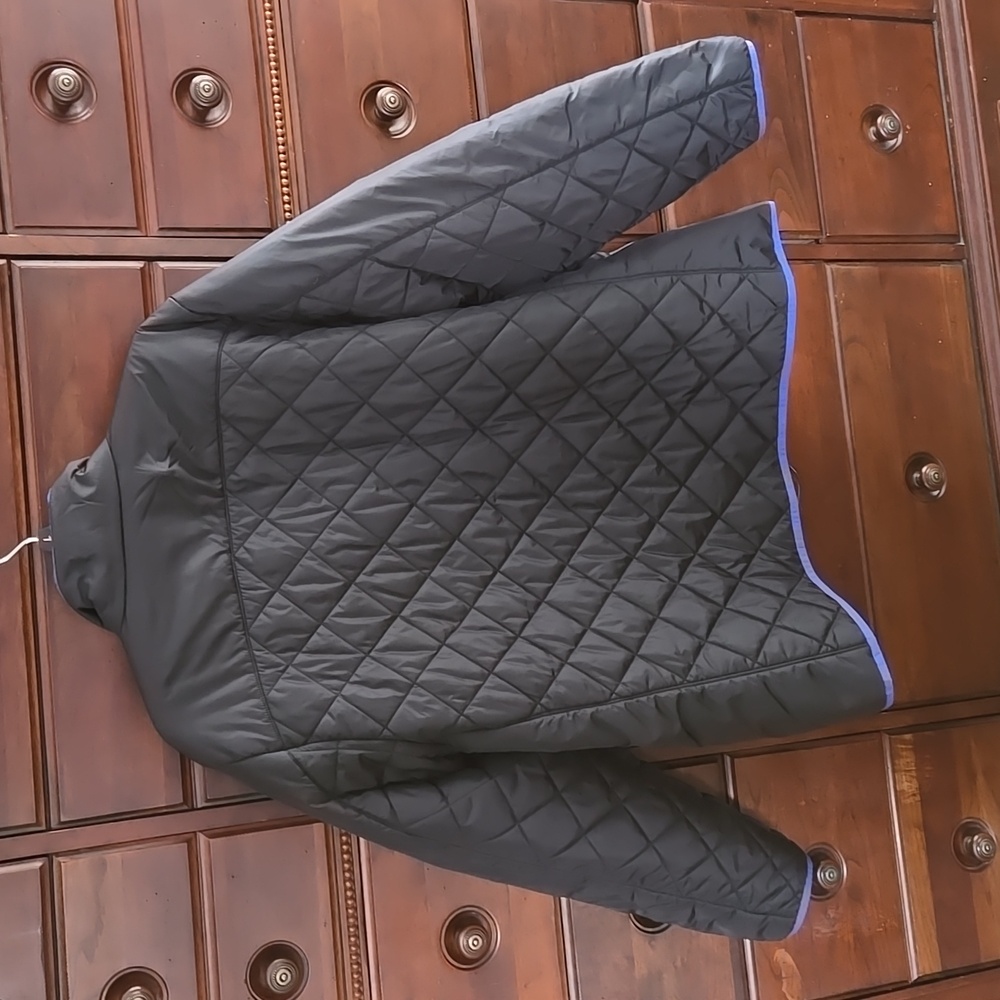 Lands End Women's Quilted Winter Coat Size 2x  Black with blue trim. Primaloft. - Picture 7 of 9